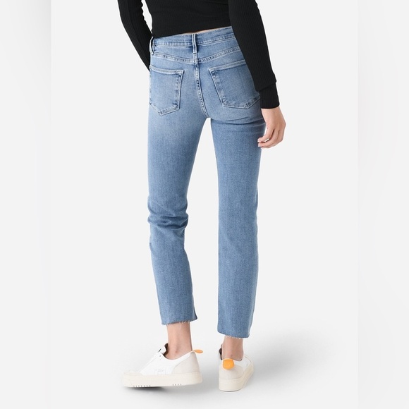 Frame Denim blue Le High Straight frayed raw hem ankle jeans - 27W 28L - Picture 8 of 12